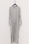 BASERANGE Long-sleeved dress with drawstring waist DRSH Collection Portugal BAS-DRSH-RIB-000-HUI Grey